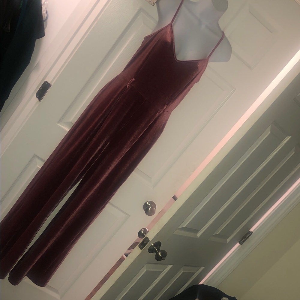 Forever 21 Burgundy Velvet Jumpsuit